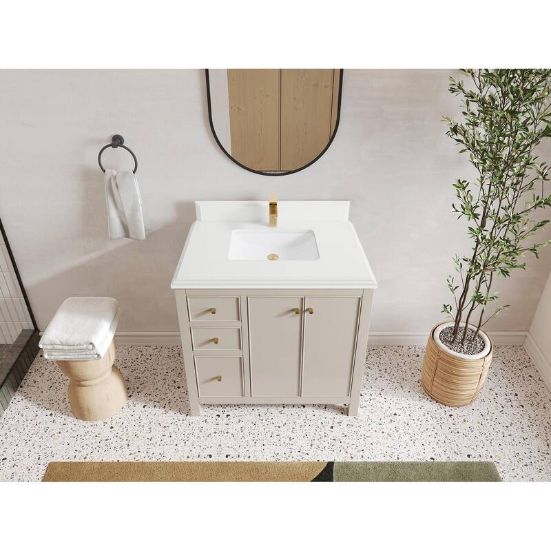 Willow Collections 36 in. W x 22 in. D Chicago Center Sink Right Bathroom Vanity with Countertop