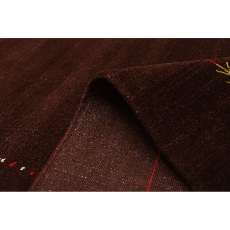 ECARPETGALLERY Hand Loomed Kashkuli Gabbeh Dark Brown Wool Rug - 4'8 x 6'9