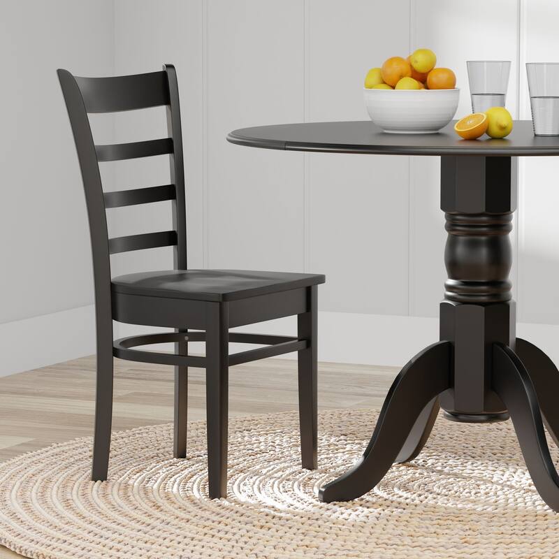 3-Piece Dining Set, 42" Round Drop-Leaf Table and Slat Back Chairs