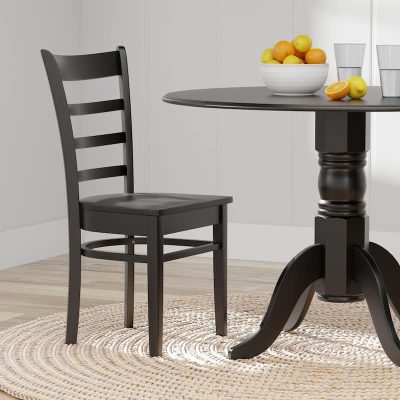 5-Piece Dining Set, 42" Round Drop-Leaf Table and Slat Back Chairs