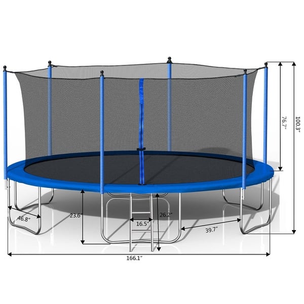 14FT Trampoline with Enclosure Net Outdoor Jump Trampoline - ASTM Approved-Combo Bounce Exercise Trampoline
