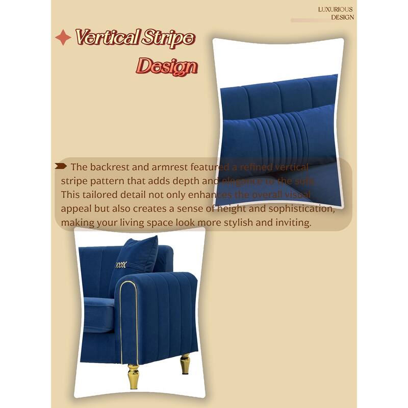 87.4" Luxury Loveseat Sofa with Metal Legs, Round Arms