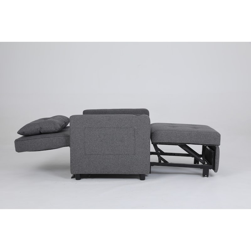 Convertible Pull-Out Sofa Bed with Side Pockets, Sleeper Chair with USB Charging, Single Chaise Lounger Chair