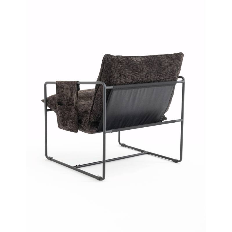 Upholstered Hanging Armchairs with Arm Pockets, Metal Frame,Set of 2