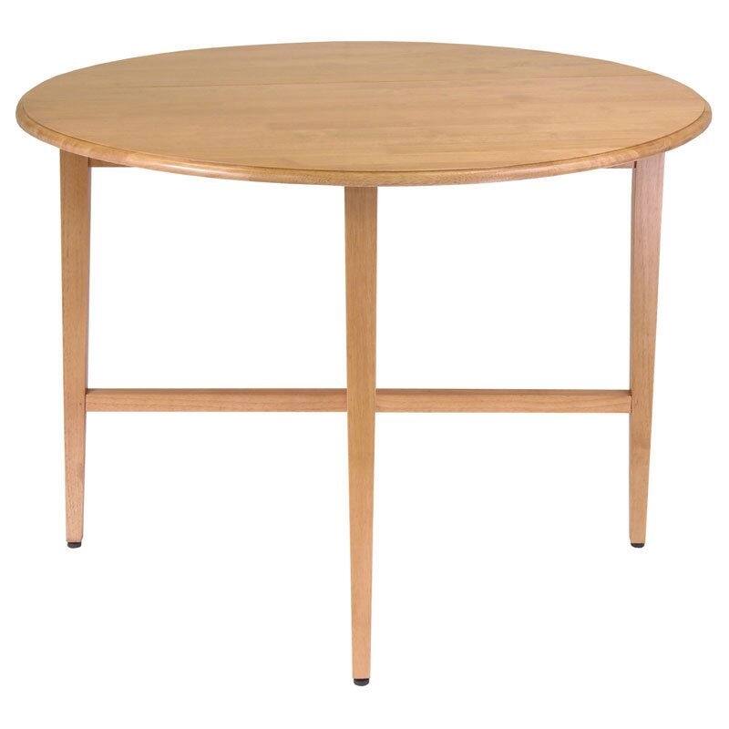 Daily Boutik Round Drop Leaf Dining Table in Light Oak Wood Finish