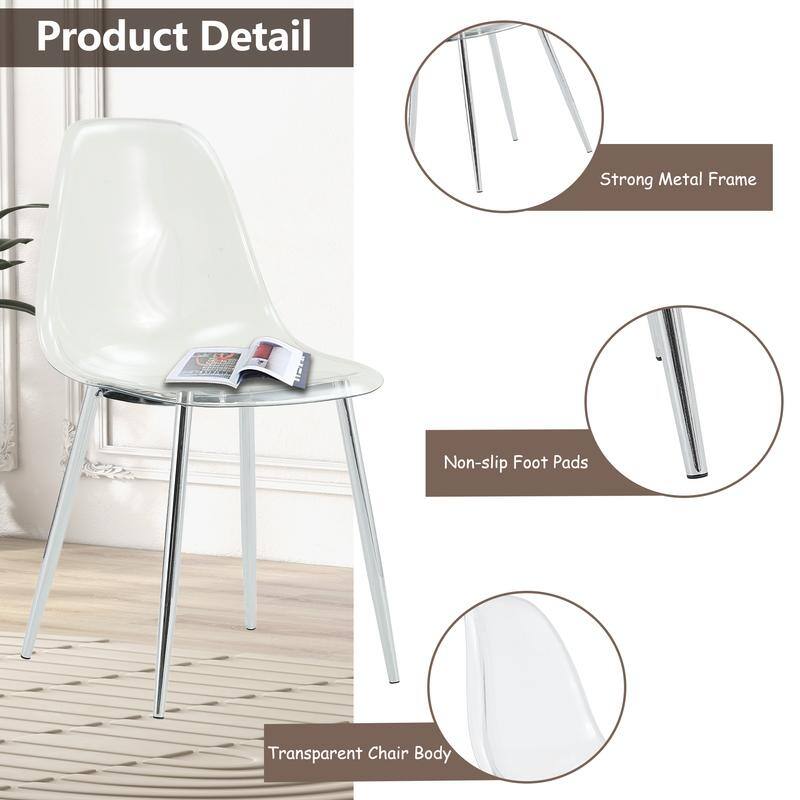 Modern Simple Transparent Dining Chair Set of 4