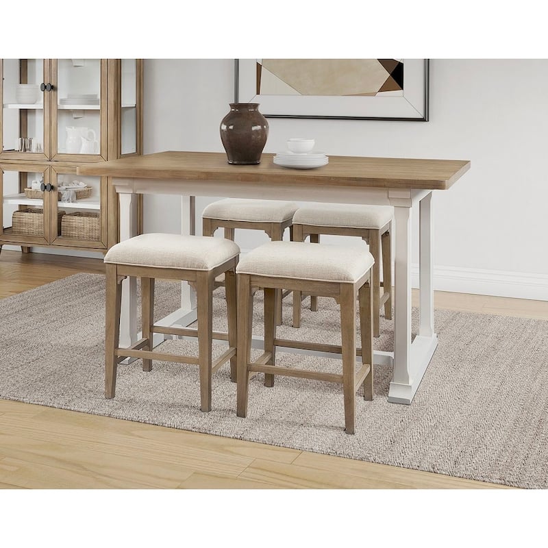 Modern Wood Counter Height Kitchen Dining Table, Brown - Large - Large - Brown