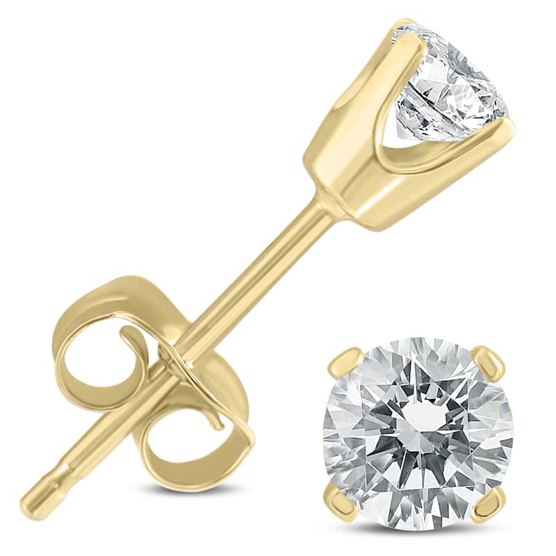Marquee 3/8 Carat TW Round Diamond Solitaire Stud Earrings In 14k Yellow Gold (I-J COLOR, SI2-SI3 CLARITY)