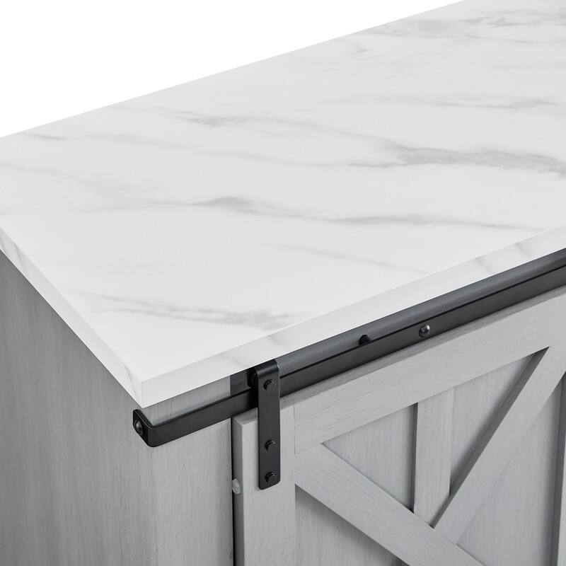 37 in. Barn Door Buffet Bar Cabinet with Wine Rack