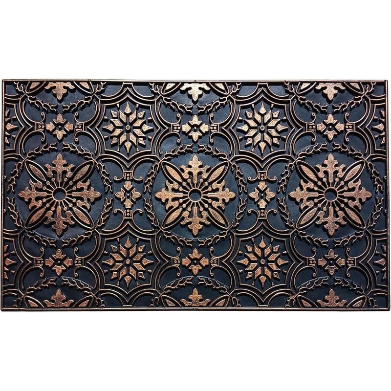 A1HC First Impression Rubber Pin Doormat, Floral Bronze 18"x30"
