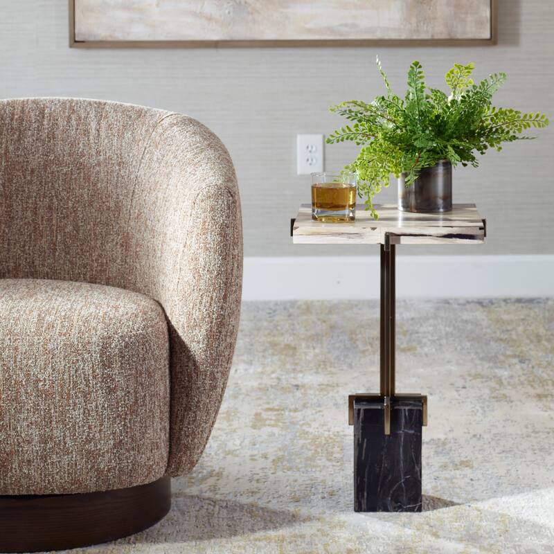 Petrified Wooden Accent Table - 22.5"