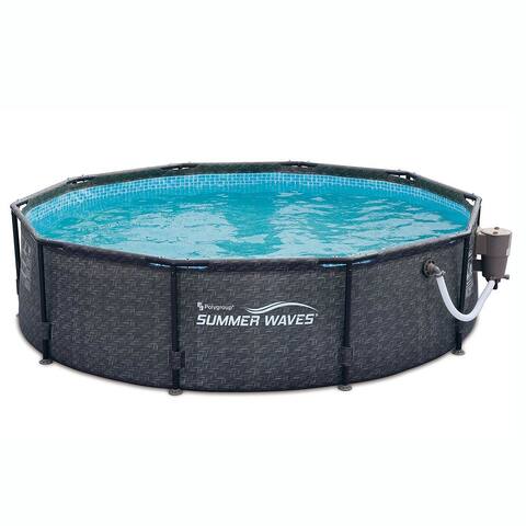 Summer Waves 10' x 30" Outdoor Round Frame Above Ground Swimming Pool with Pump - 120 x 120 x 30 inches