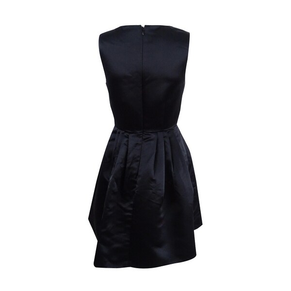 black satin fit and flare dress