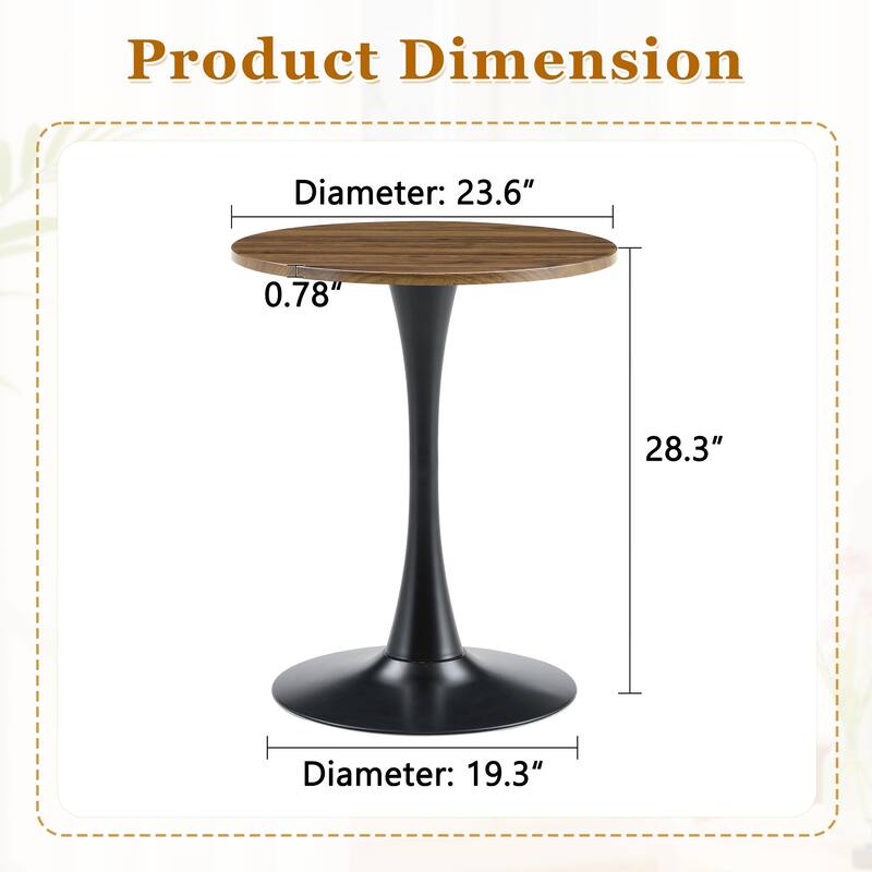 Round Thickened Table Top Coffee Table, Metal Pedestal Side Table Modern Bistro Table