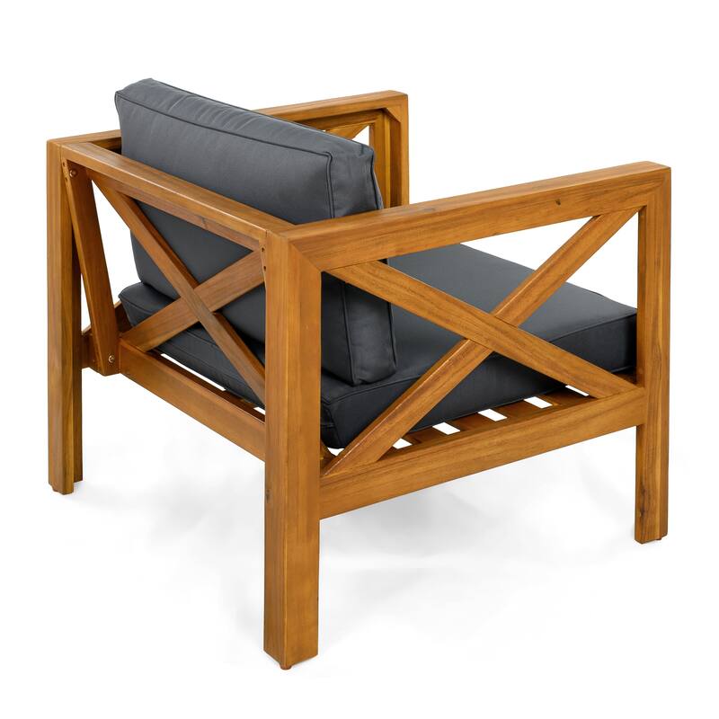 Christopher Knight Home - Moonfall Patio Acacia 2 Club Chairs with 1 End Table