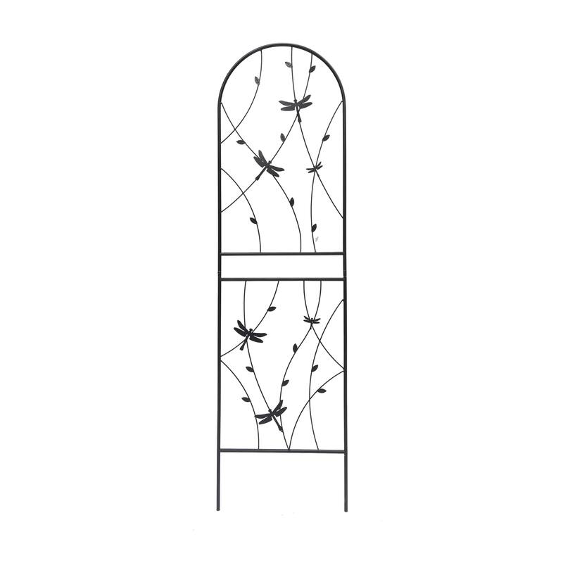 2 Pack Metal Garden Trellis Rustproof Trellis for Climbing Plants Outdoor Flower Support Dragonfly Deco Black