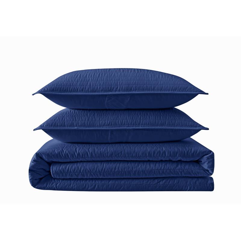 Truly Calm Solid Antimicrobial Textured 3 Piece Quilt Set