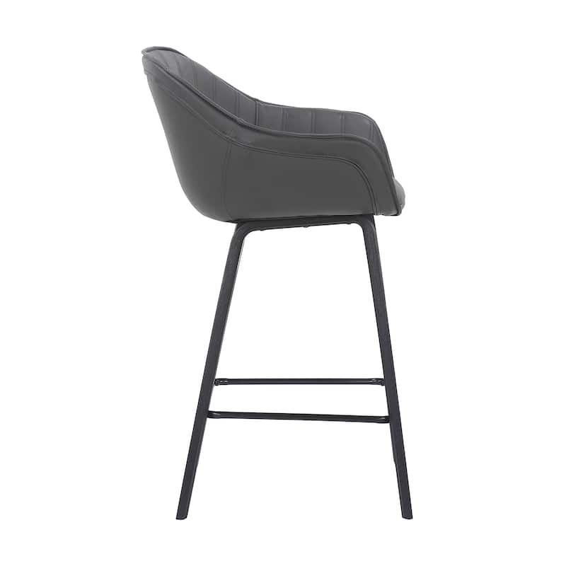 Crimson Gray Faux Leather and Black Wood Bar or Counter Height Stool