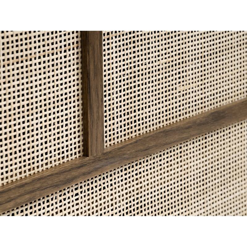 Rye Studio Bailyn Modern Oak and Rattan Sliding Door Sideboard, Smoked Oak