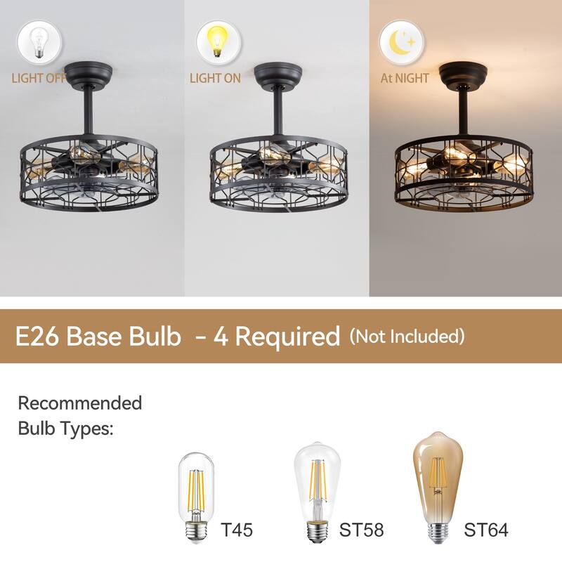 16.5-in Black Chandelier Ceiling Fan with Remote Light(7-blade)