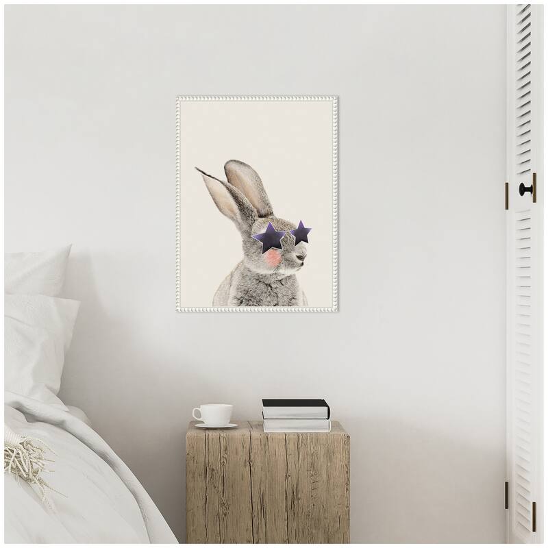 Kate and Laurel Sylvie The Bunny in Star Shaped Glasses Framed Canvas by July Art Prints