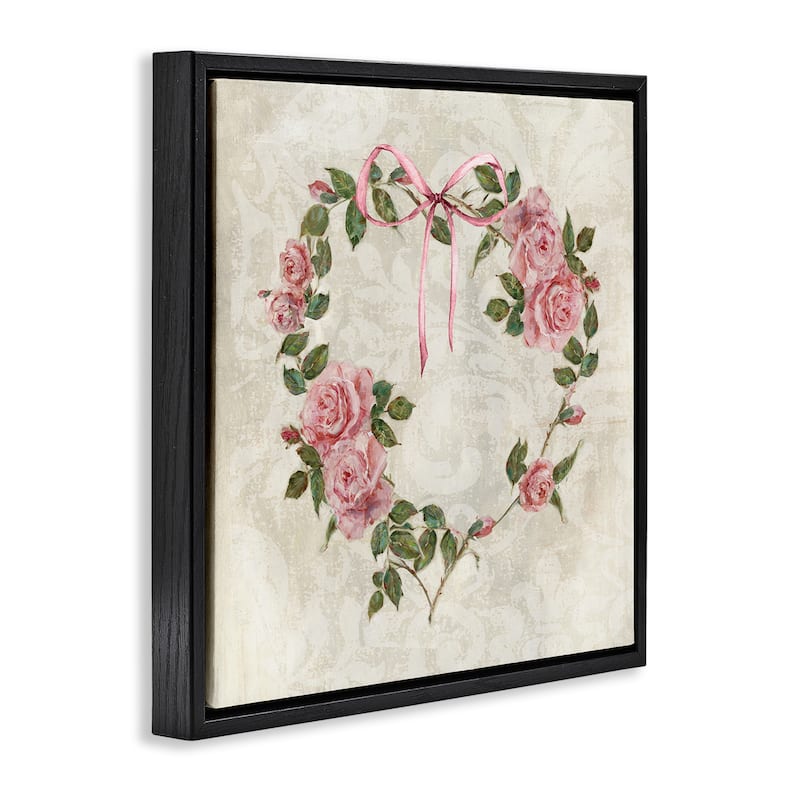 Stupell Garden Heart Wreath Framed Floater Canvas Wall Art Design By Sally Swatland