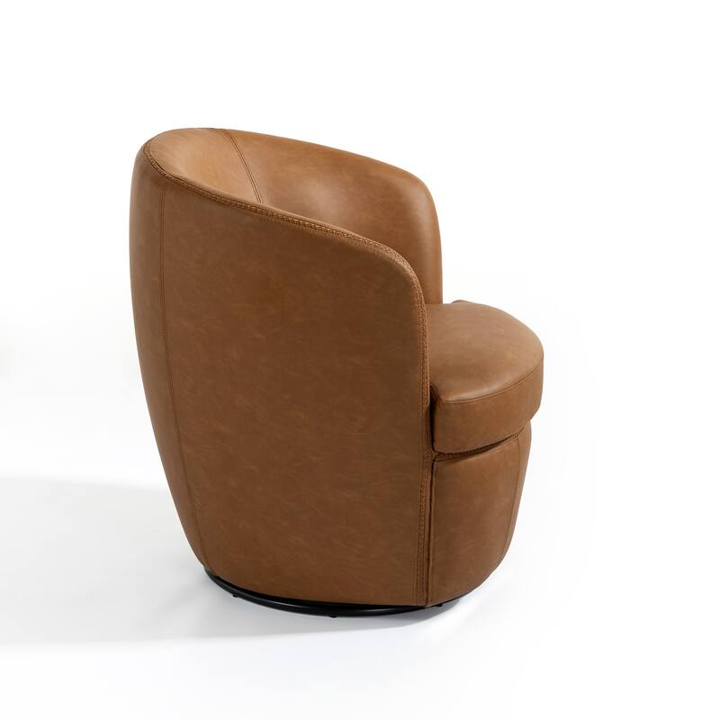 Modern Upholstery Barrel Swivel Chair Faux Leather