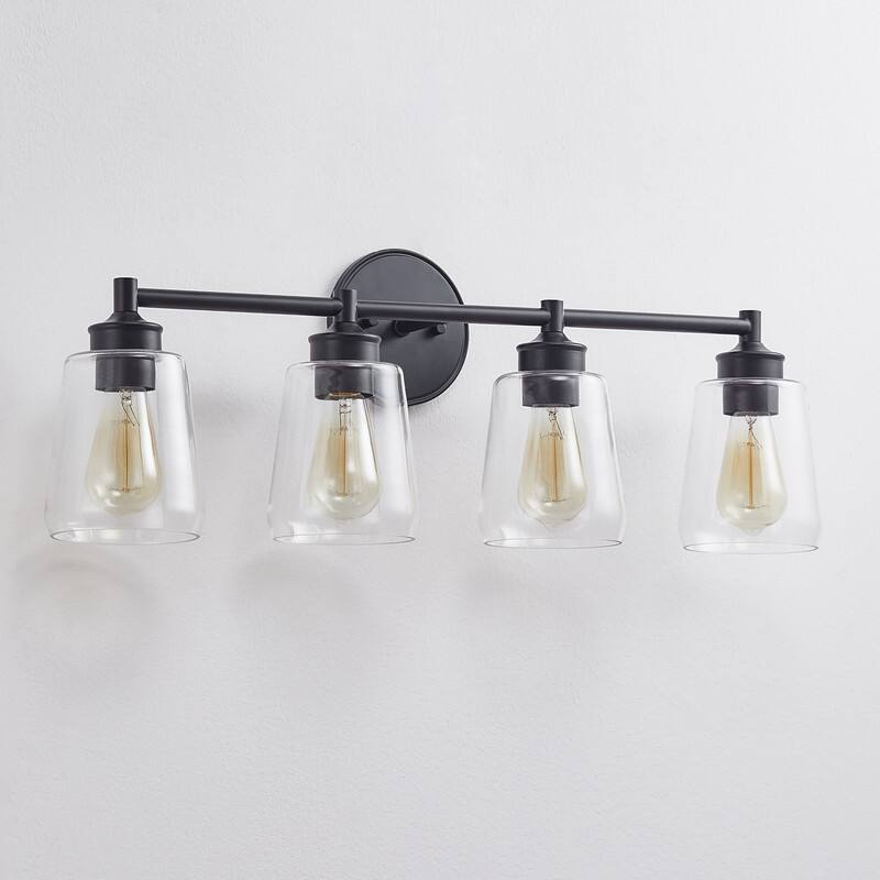 KAWOTI 4-Light Dimmable Bathroom Vanity Light with Glass Shade