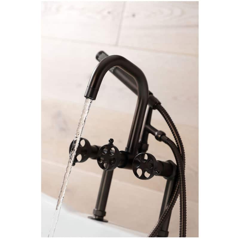 Kingston Brass AE840.RKX Webb Deck Mounted Tub Filler with Built-In