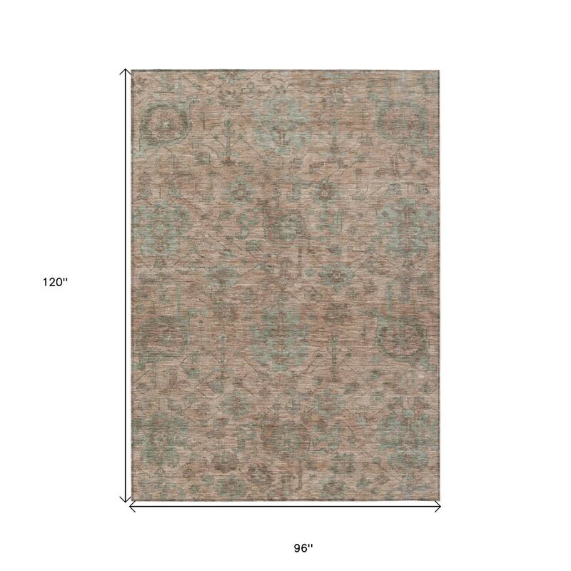 HomeRoots Damask Traditional Rectangle Outdoor Rug