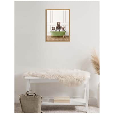 Kate and Laurel Sylvie Three Bear Cubs in Transitional Bathtub Framed Canvas by Amy Peterson