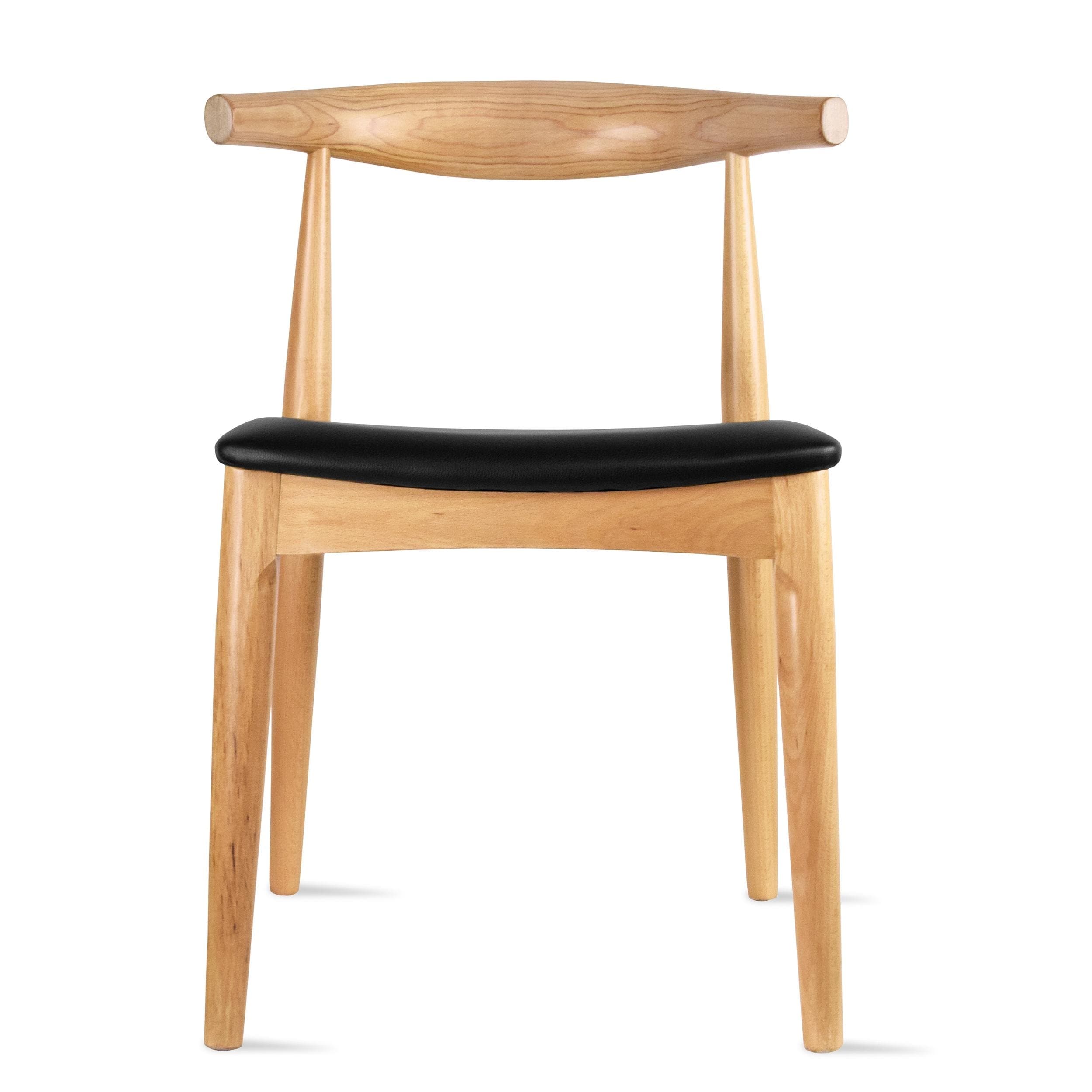 Light Natural Solid Wood Dining Elbow Chairs With Padded PU Leather or Beige Fabric Cushion Seat And Oak Frame