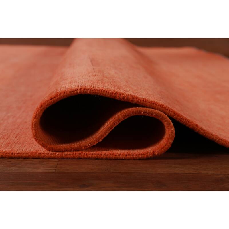 Hand Knotted Oriental 100% Wool Carpet Modern Solid Oranges & Rust Gabbeh Area Rug - 12' 1'' X 9' 0''