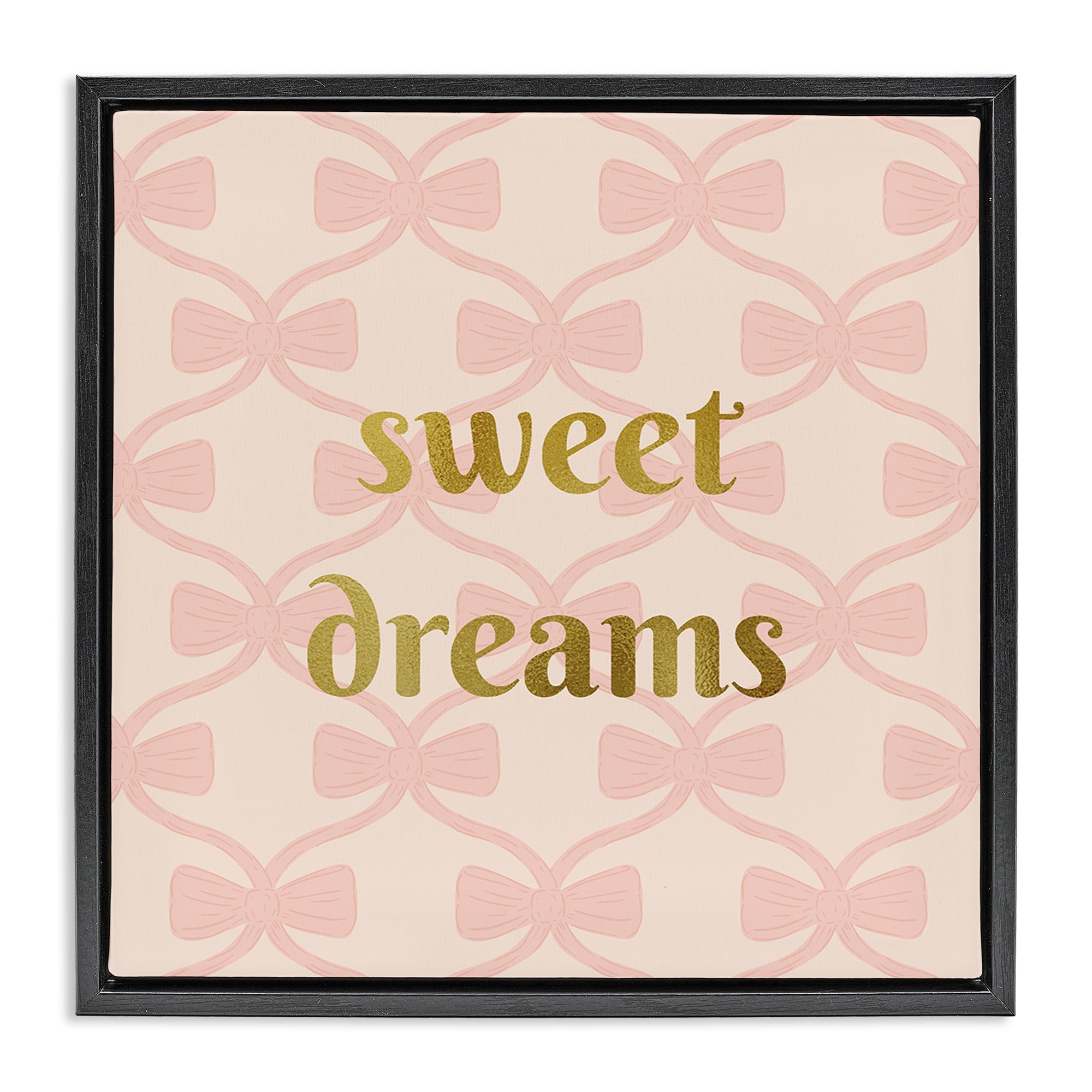 Stupell Pastel Bows & Sweet Dreams Framed Floater Canvas Wall Art Design By Sazerelli Designs