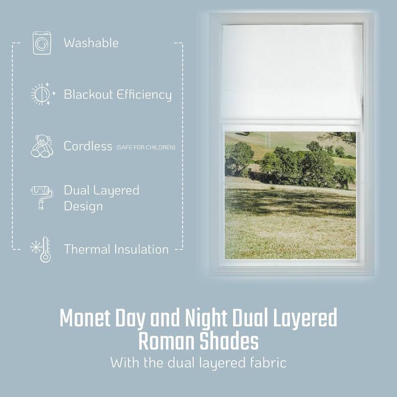Day & Night Cordless Roman Blind with Blackout & Sheer-Dual Layer Window Shade