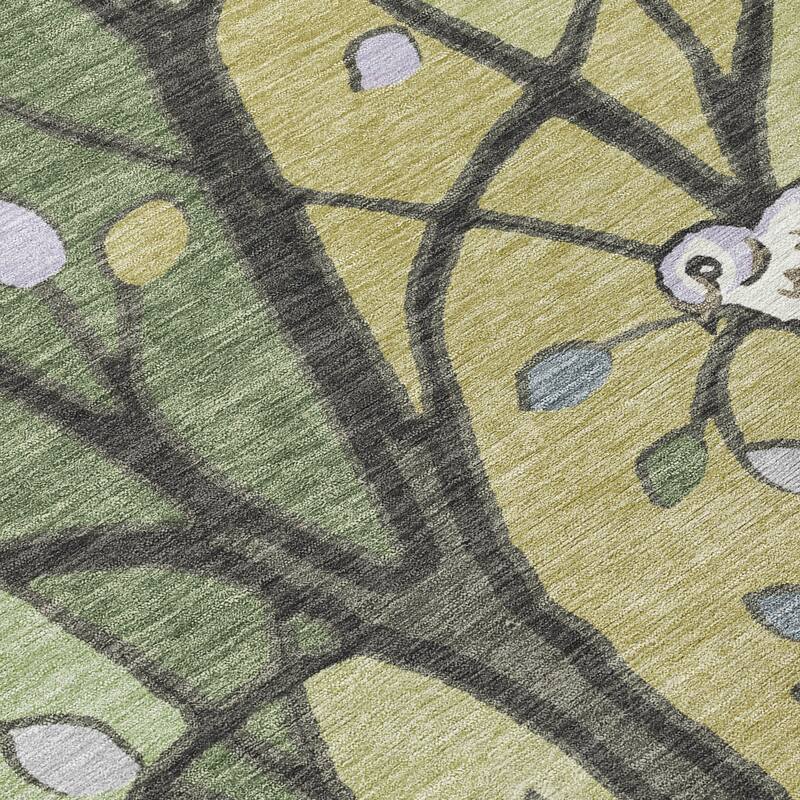 Machine Washable Indoor/ Outdoor Bird Mosaic Chantille Rug