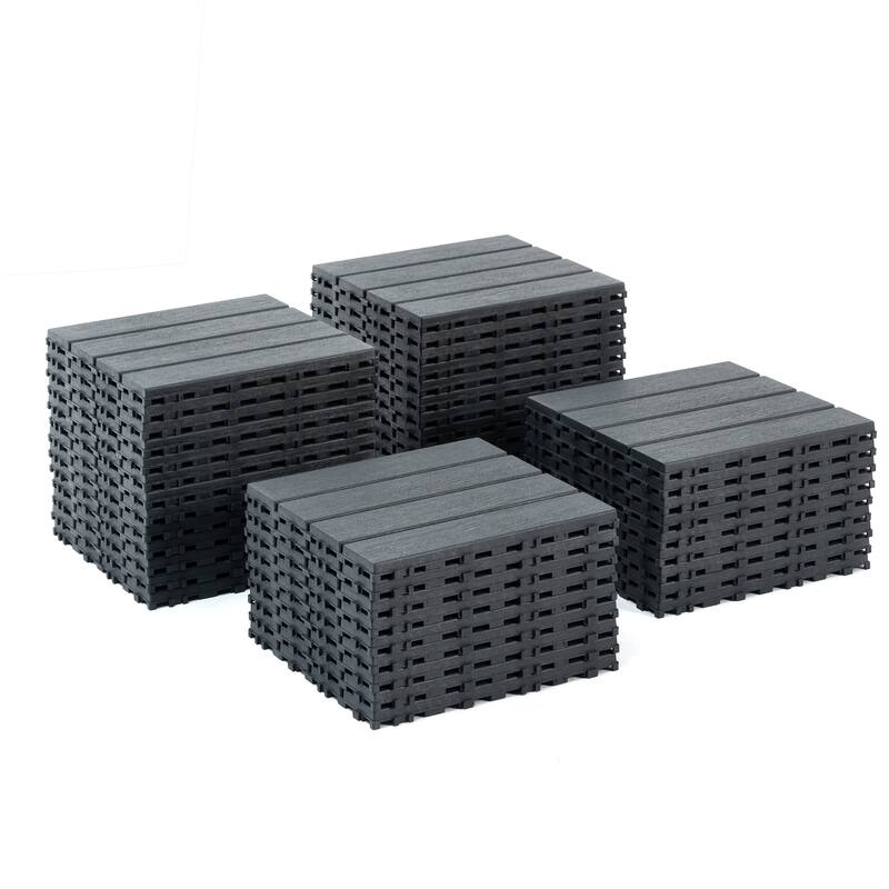 Plastic Interlocking Deck Tiles,44 Pack Patio Deck Tiles,12"x12" Square Waterproof Outdoor All Weather Use, Patio Decking Tiles