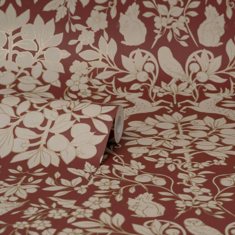 Brewster Richmond Maroon Floral Wallpaper