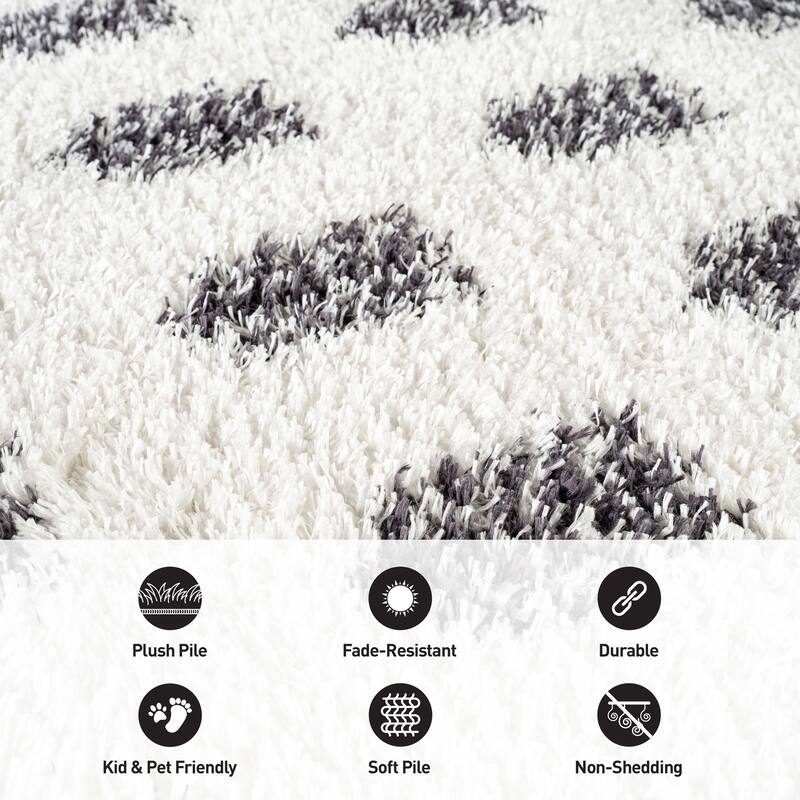 Scandinavian Arrow Shag Rug - Modern Look - Anthracite Dark Gray - Easy Maintenance