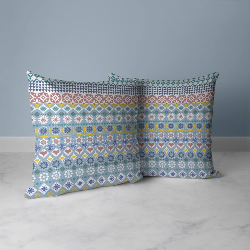 Shape Synergy Faux Suede Reversible Throw Pillow Light and Blue