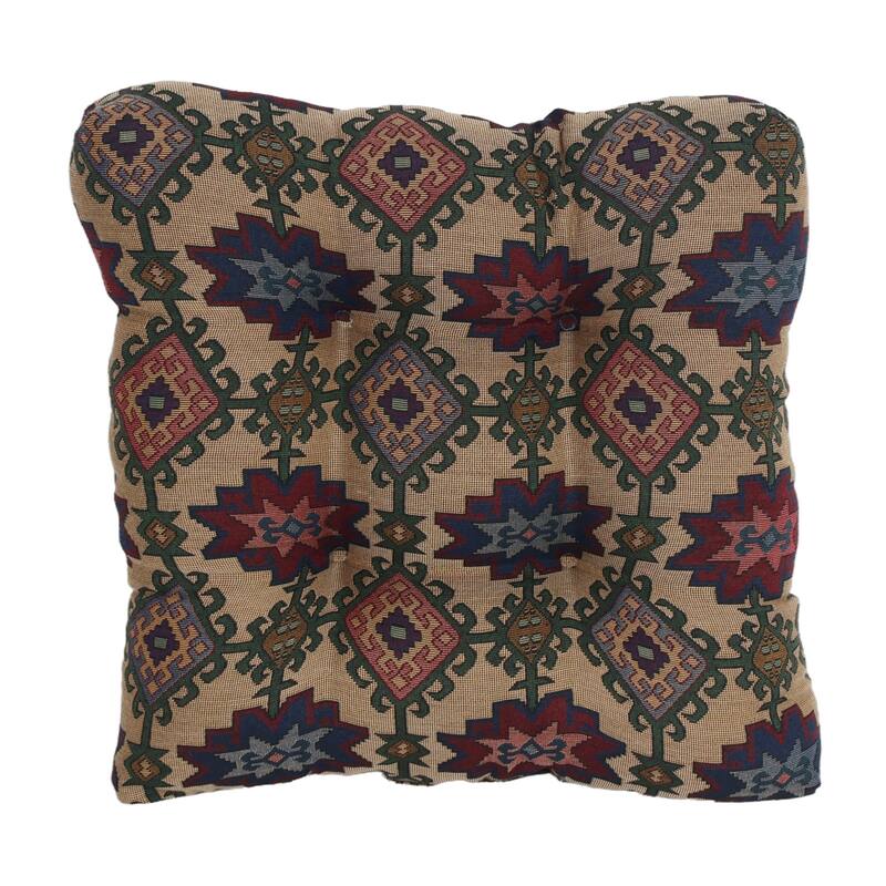 19-inch Square Tapestry Tufted Dining Chair Cushion (Multiple Patterns, Set of 1,2, or 4) - 19 x 19