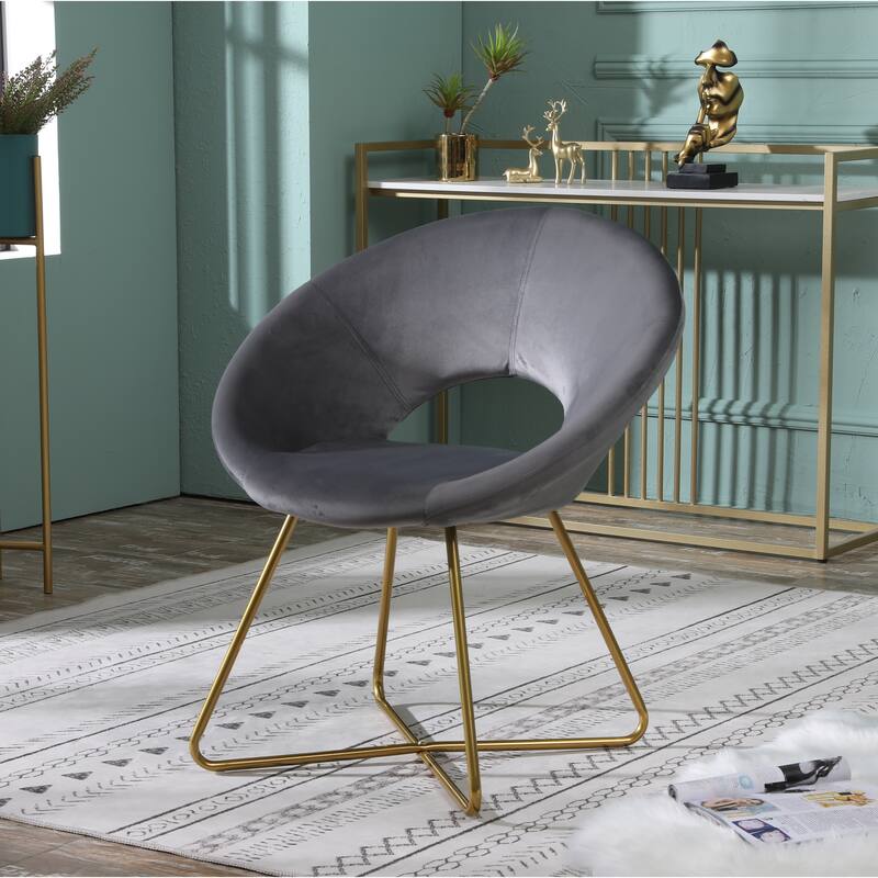Slatina Velvet Accent Chair with Gold Finish - Modern Design