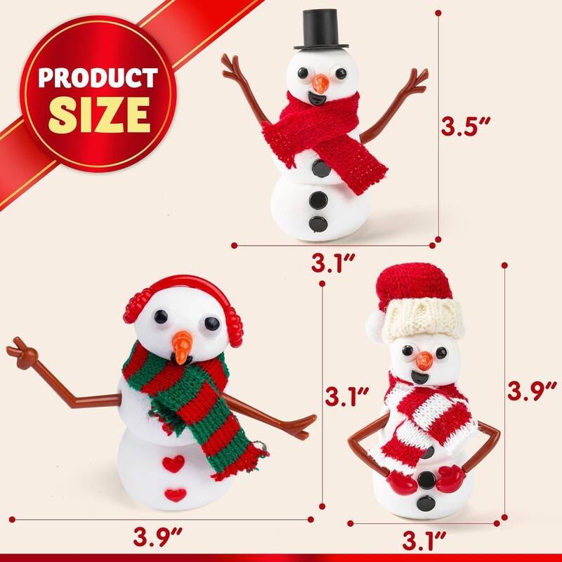 Christmas Build Your Snowman Craft Kit, 3 Pack DIY Snowman Craft Kit for Christmas Arts and Craft Activities - Multicolor
