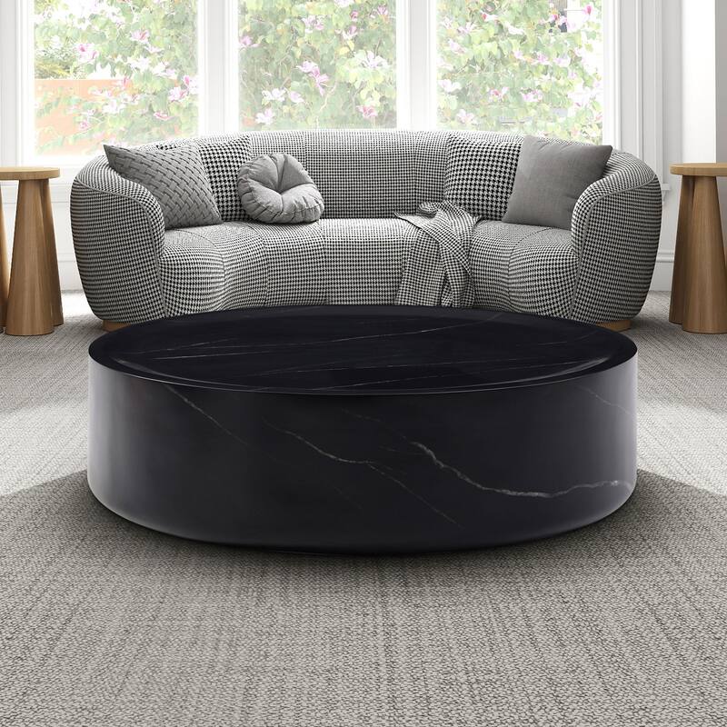 31.49'' Round coffee table,Sturdy Fiberglass table for Living Room, No Need Assembly