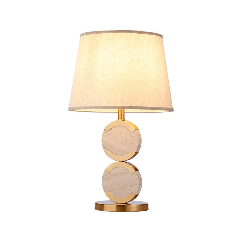 New Age Double Circle Gold Alabaster Desk Lamp, Night Stand Nordic Bedroom Table Light