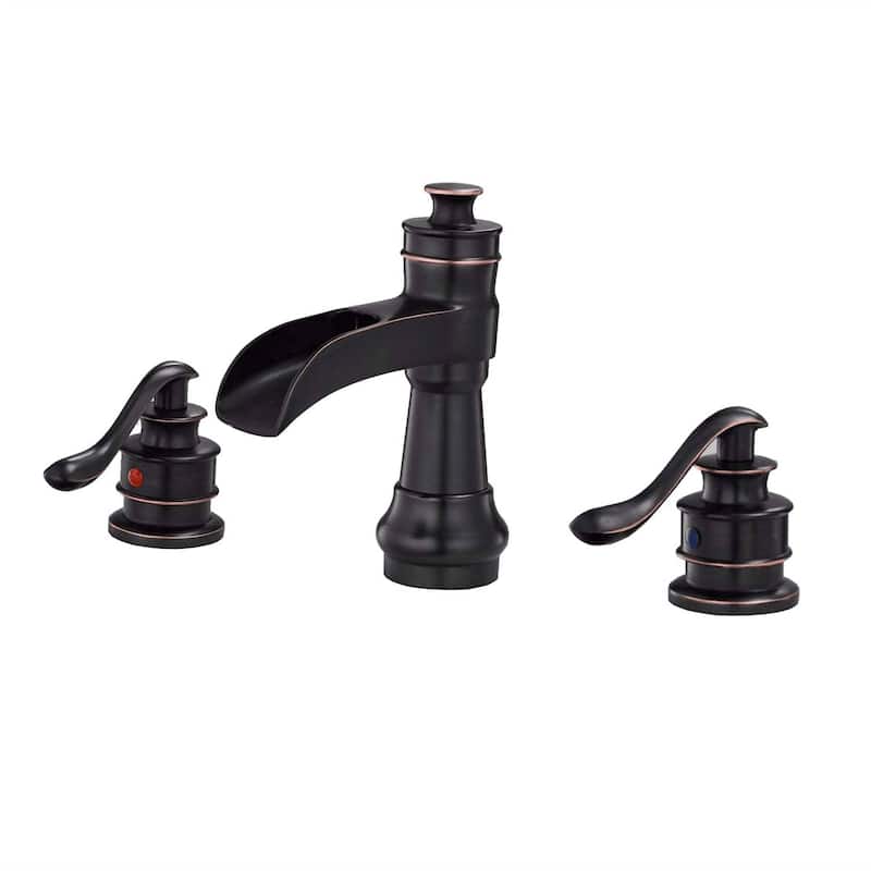 Double Handle Widespread Bathroom Faucet 8 Inch Waterfall Bathroom Sink Faucets 3 Holes Elegent Modern Basin Vanity Taps