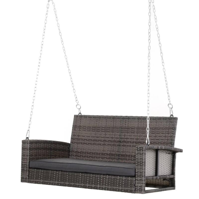 2-Person Wicker Hanging Swing Bench,Porch Swing Outdoor Chair,Cushions
