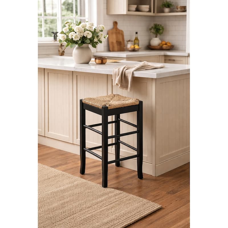 SQ Rush Backless Wood 24-inch Counter Stool - Black