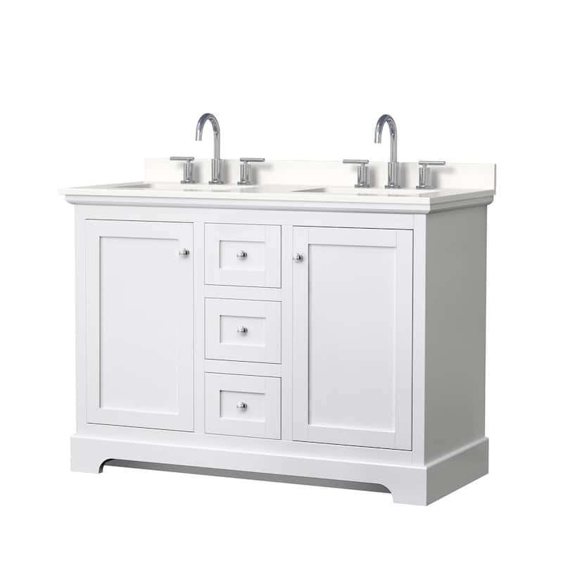 Wyndham Collection WCV232348D-QTZ-US3MXX Avery 48" Free Standing - White / White Quartz Top / Polished Chrome