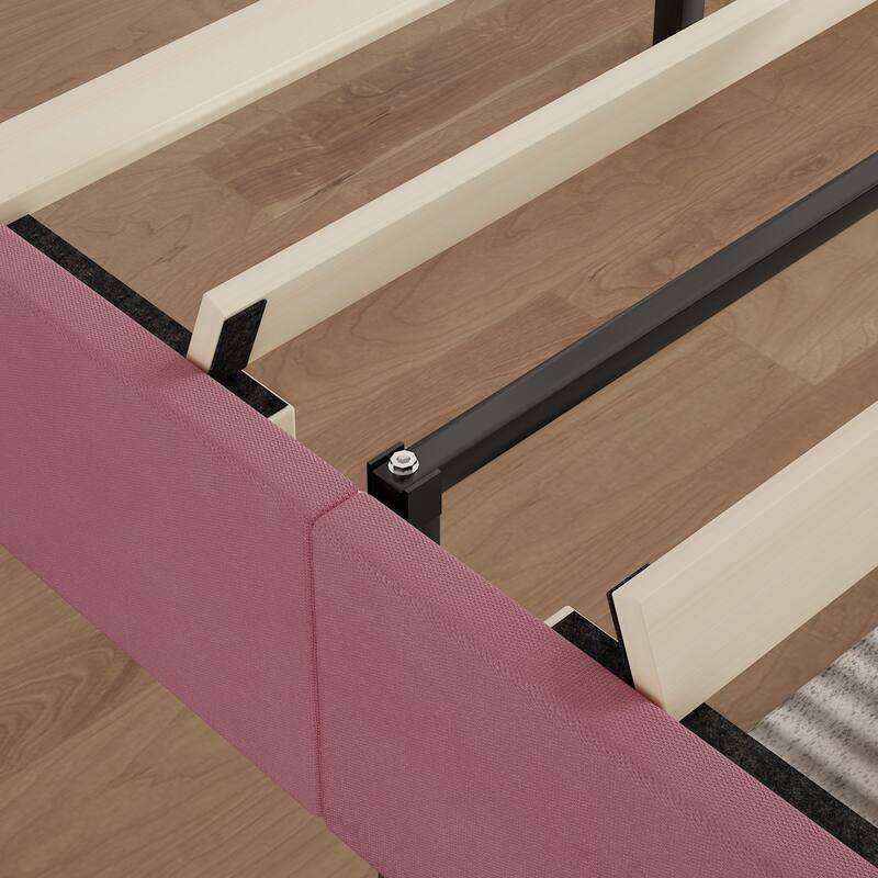 VECELO Tufted Upholstered Bed Frames With Adjustable Headboard